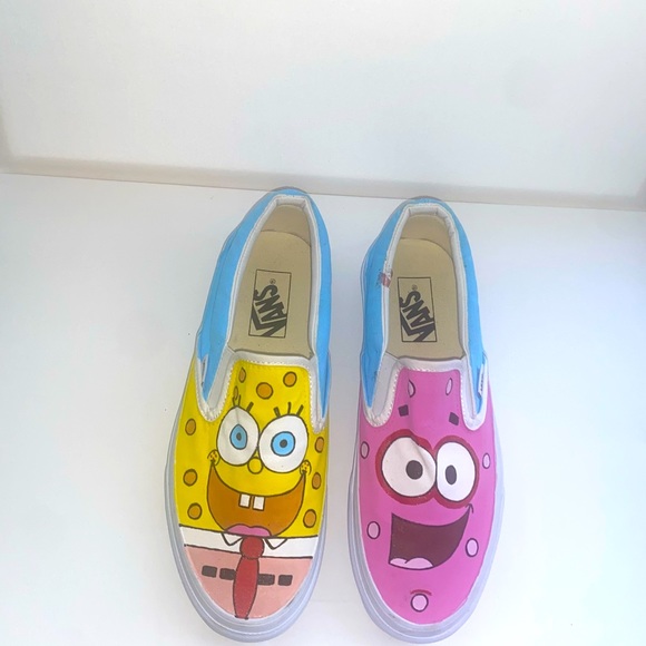 Customized SpongeBob Vans for Women Sz 8. Only worn once for photos.. Like New - Picture 1 of 5